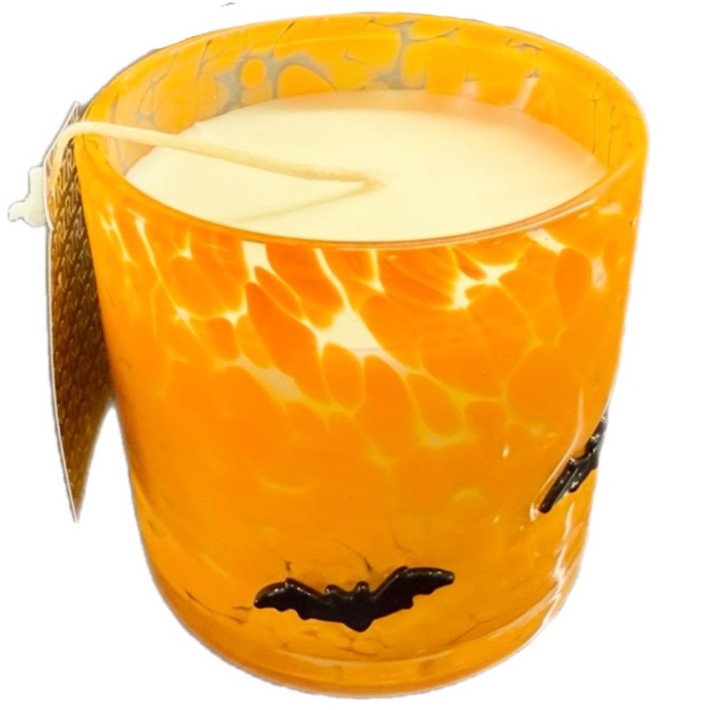 NEW Rachel Zoe Confetti Sleepy Hollow 15 Oz. Orange Black Bat Halloween Candle - Picture 1 of 12